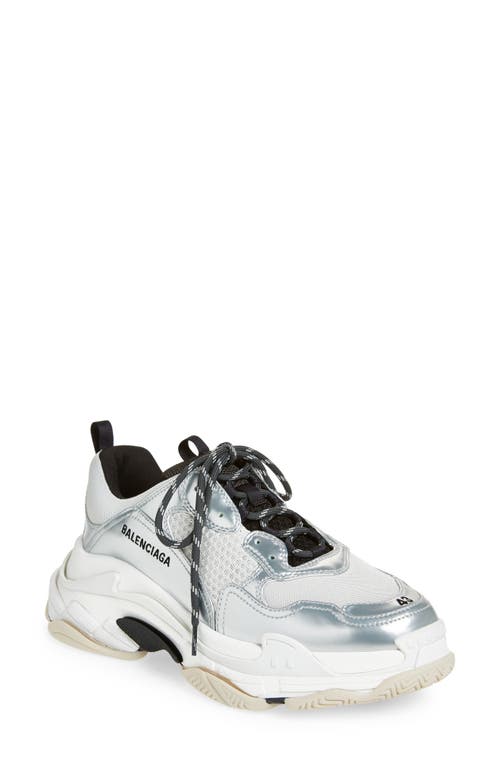 Balenciaga Triple S Sneaker Black/White/Silver at Nordstrom,