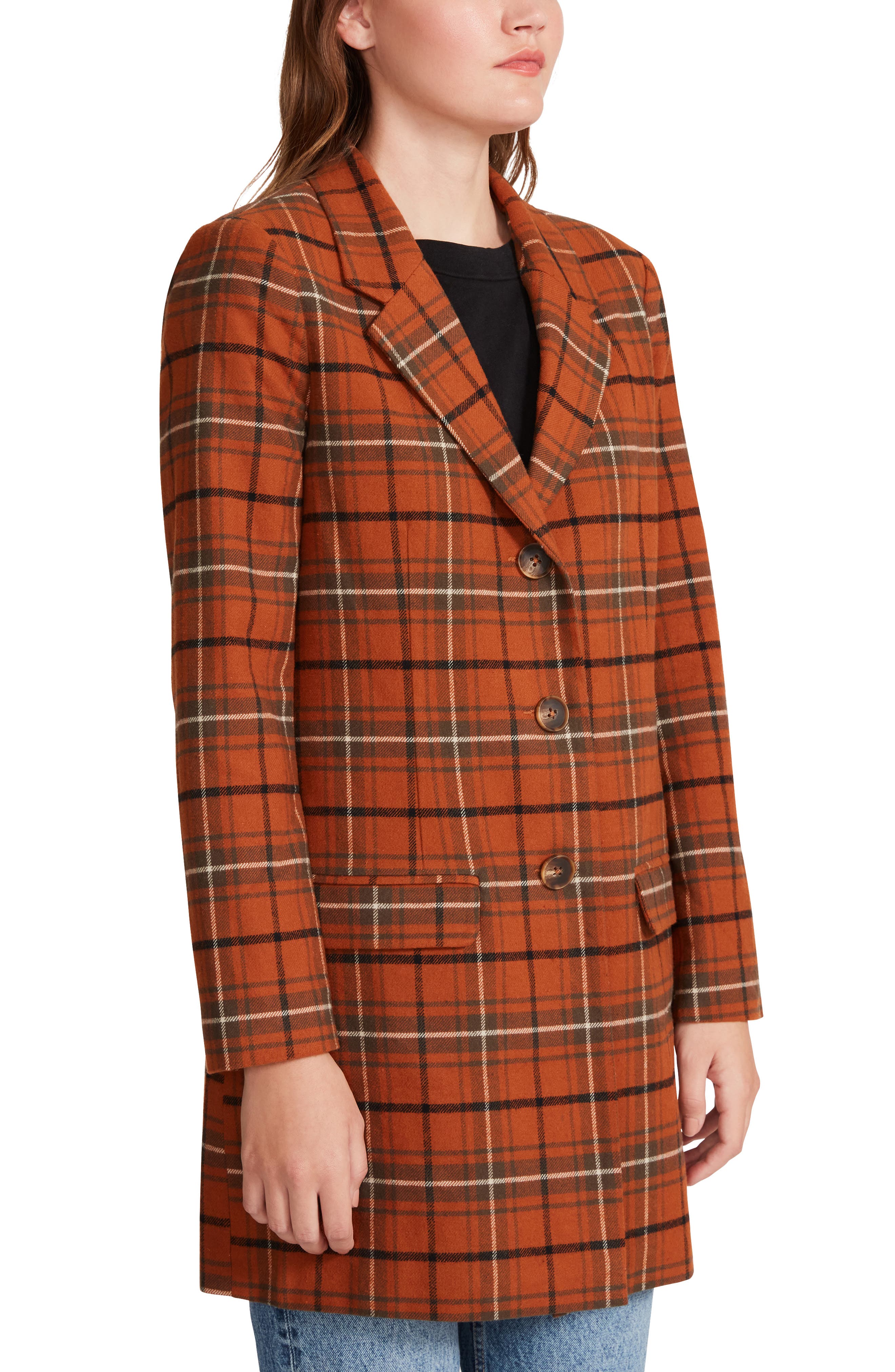 orange plaid coat