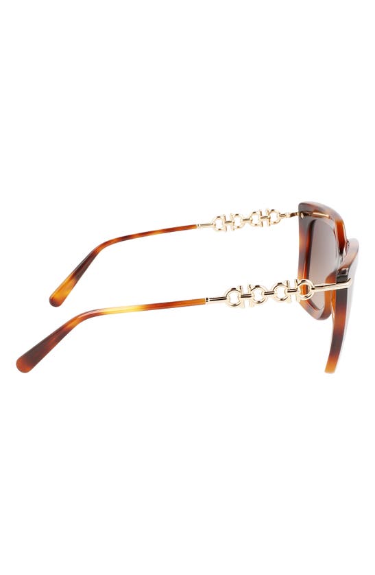 Ferragamo Gancini Chain Square Acetate & Metal Sunglasses In Classic Havana