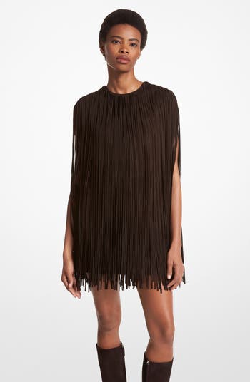 Leather fringe cheap dress