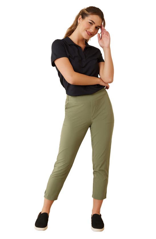 Shop Tommy Bahama Alicia Easy Crop Pants In Tea Leaf