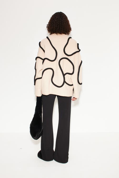 Shop Simonmiller Leith Squiggle Knit Sweater In Cream/black