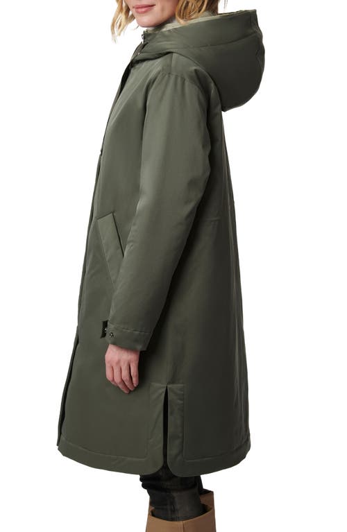 Bernardo Hooded Raincoat With Removable Hooded Bib In Dusty Olive/sage