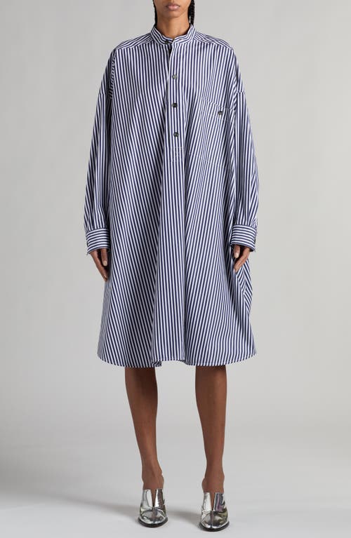 Bottega Veneta Stripe Oversize Long Sleeve Poplin Shirtdress in 4028 Blue/White at Nordstrom, Size 4 Us