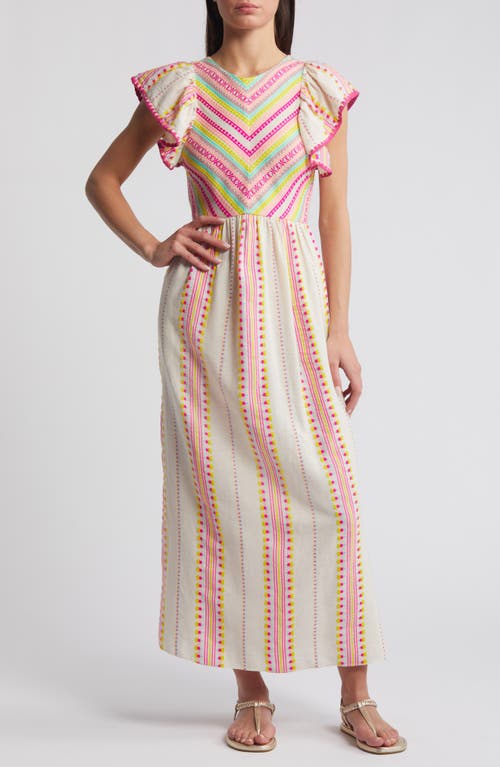 Saylor Zhenya Tie Back Maxi Dress Neon Multi at Nordstrom,