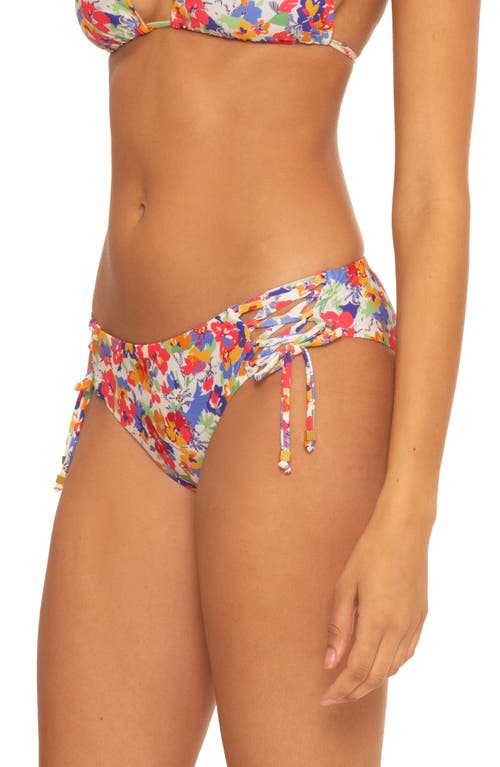 Shop Becca Flower Fields Side Tie Bikini Bottoms In Blue Multi