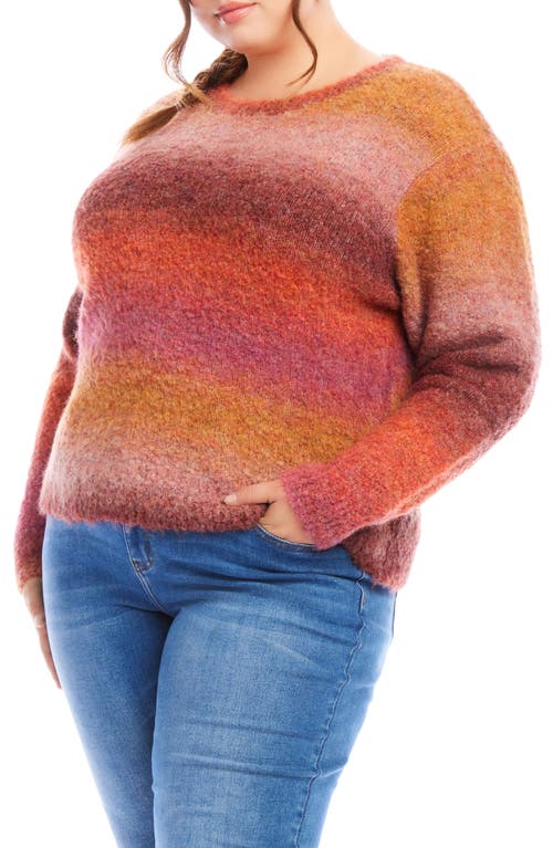 Karen Kane Plus Size Ombre Boucle Sweater In Sunset In Multi