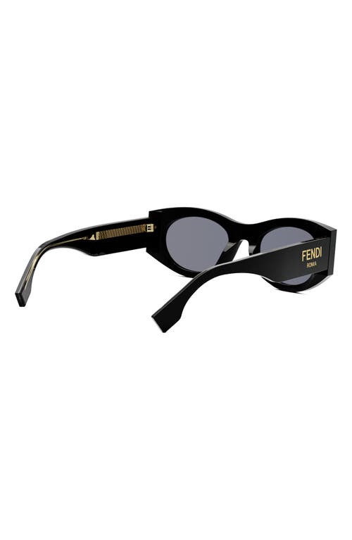 Shop Fendi ' Roma 52mm Oval Sunglasses In Shiny Black/blue