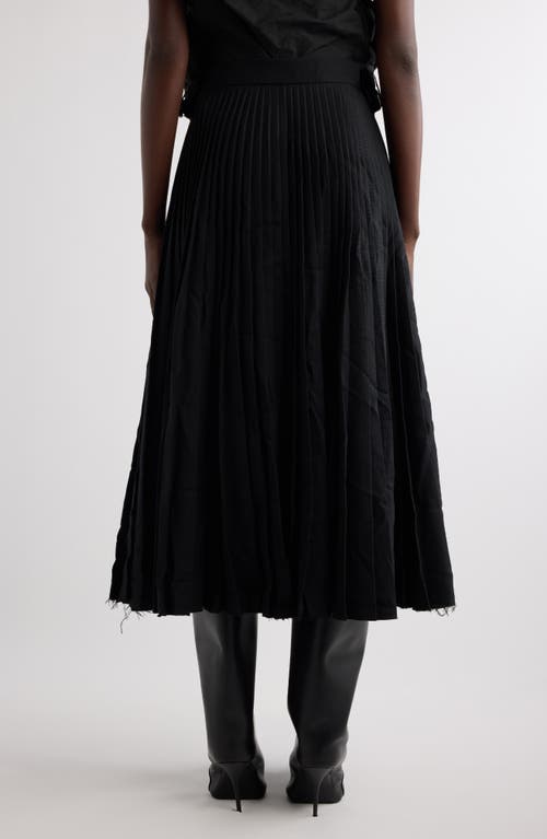 Shop Balenciaga Pleated Wool Skirt In Black