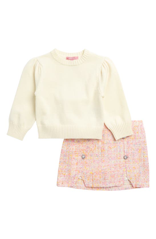Shop Bcbg Girls Kids' Sweater & Skirt Set In Ivory Multi