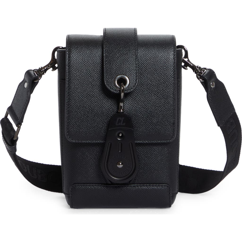 Christian Louboutin Men's Groovy North-south Leather Crossbody Bag In Black/ Black/ Black