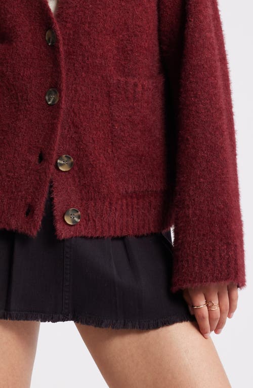 Shop Bp. Fuzzy Cardigan In Red Grape