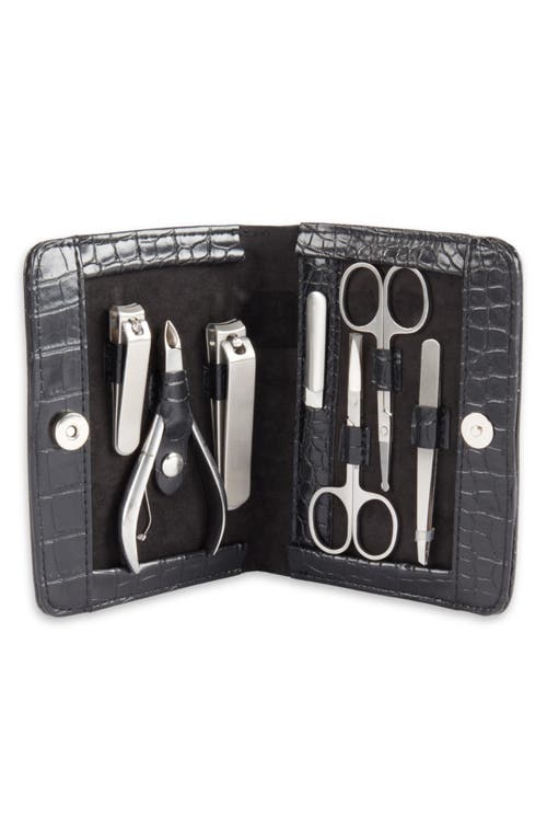 Bey-berk Crocodile Texture Manicure Set In Black