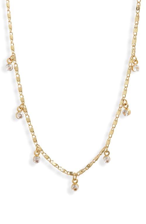 Cubic Zirconia Station Necklace in 14K Gold Dipped