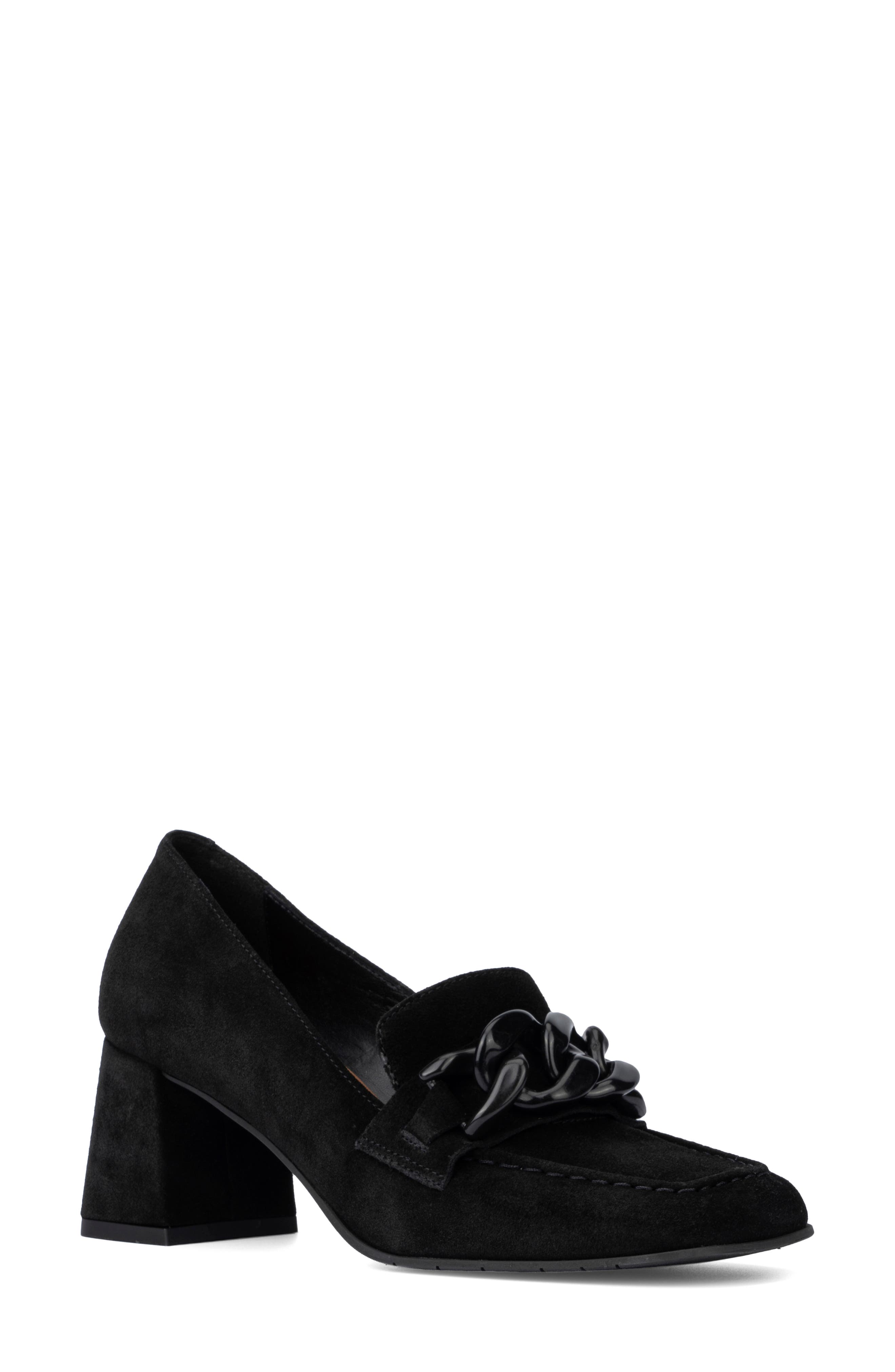 Aquatalia Cathie Chain Loafer Pump in Black Smart Closet