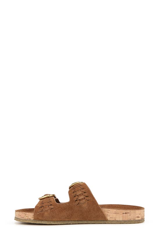 Veronica Beard Paige Woven Suede Dual-buckle Slide Sandals In Hazelwood