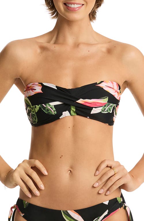 Sea Level Sundown Twist Front Bandeau Bikini Top in Black at Nordstrom, Size 8 Us