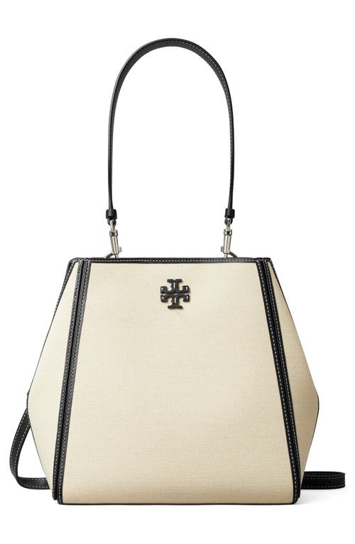 Shop Tory Burch Mcgraw Canvas Bucket Bag In Natural Multi