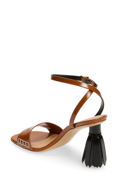 Shop Jw Anderson Tassel Heel Ankle Strap Sandal In 533 Tan/999 Black