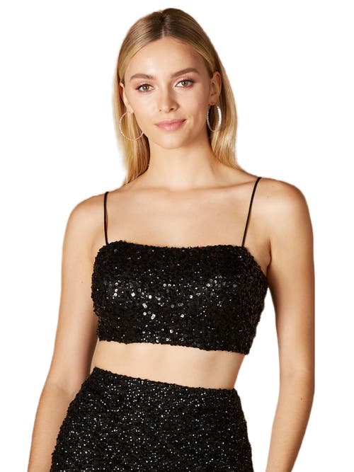 Shop Lara New York Spaghetti Strap Beaded Top In Black