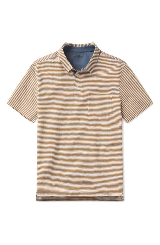 The Normal Brand Slub Pocket Polo In Bronze Stripe