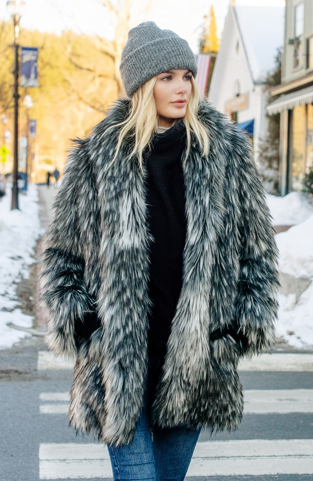White Faux Fur Snow Stopper Knee-Length Coat (2X) | Fabulous Furs by Fabulous Furs