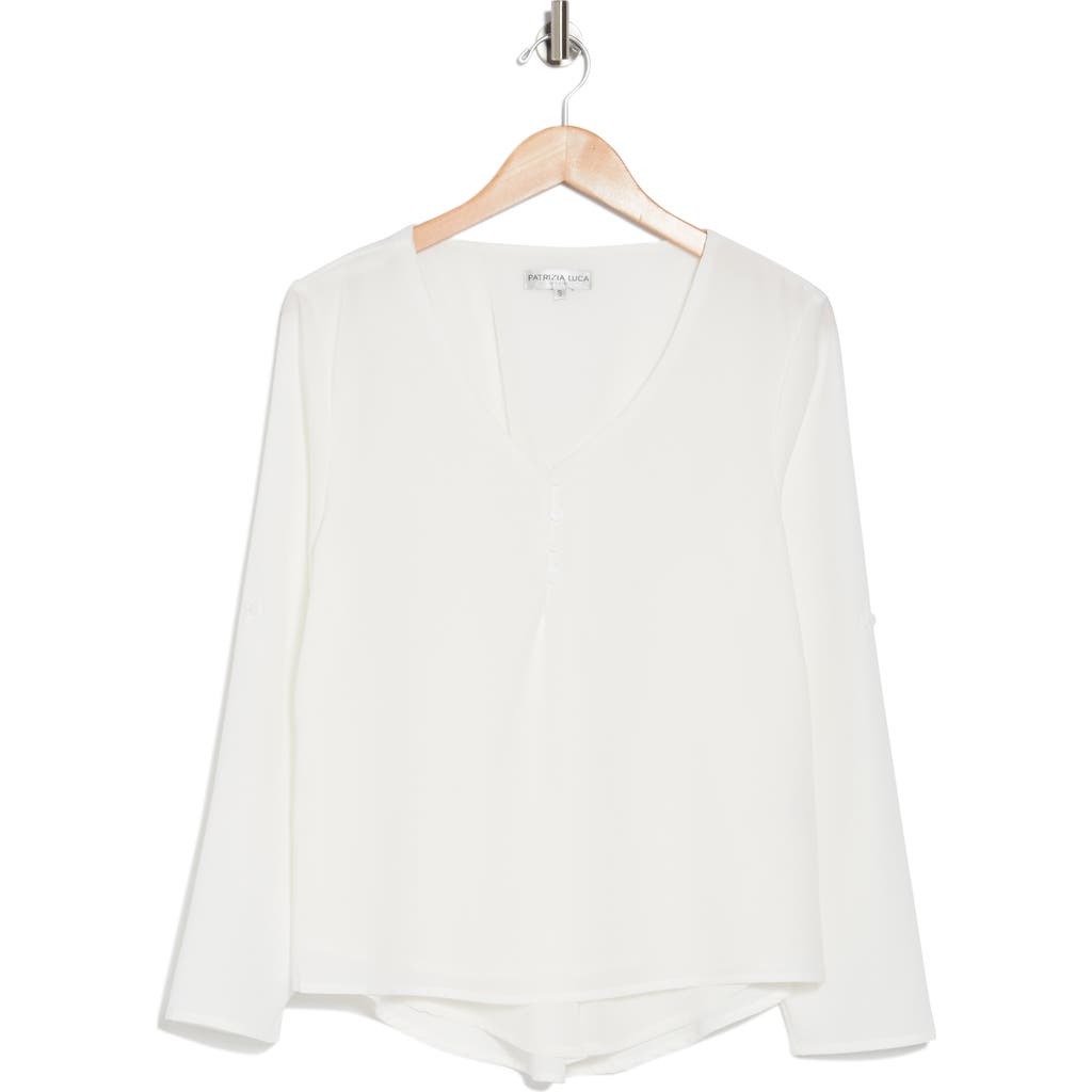 Patrizia Luca Button Back Long Sleeve Top In Off White
