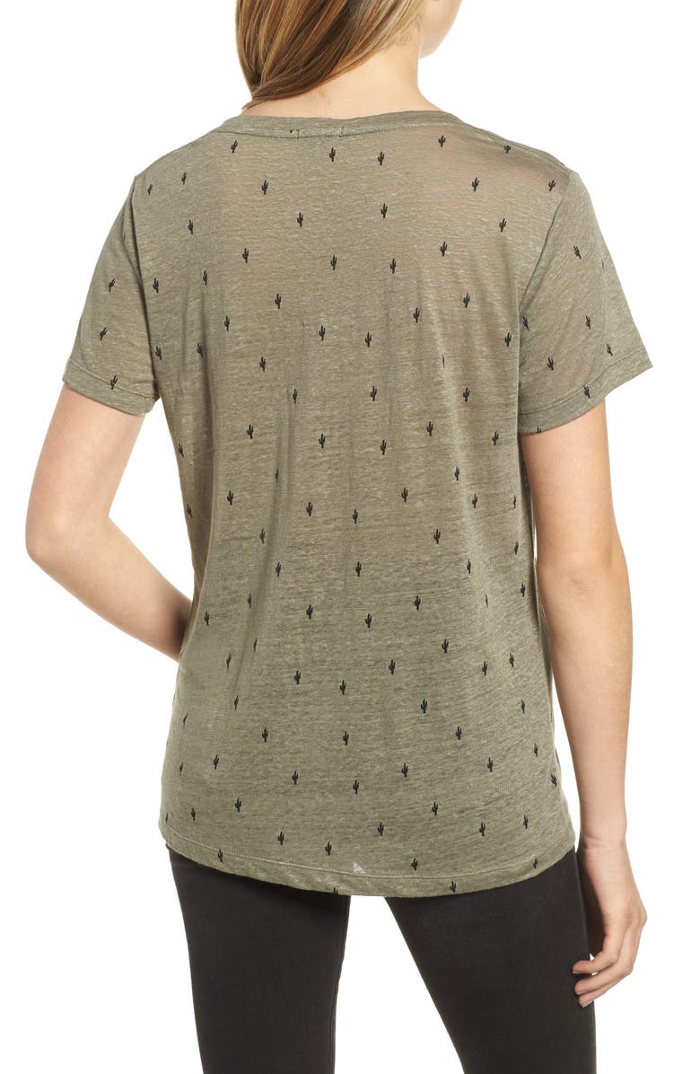 Rails Cara V-Neck Slub Knit Tee, Alternate, color, Sage Black Cactus