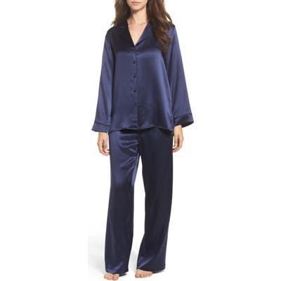 Christine Lingerie Silk Pajamas, Blue