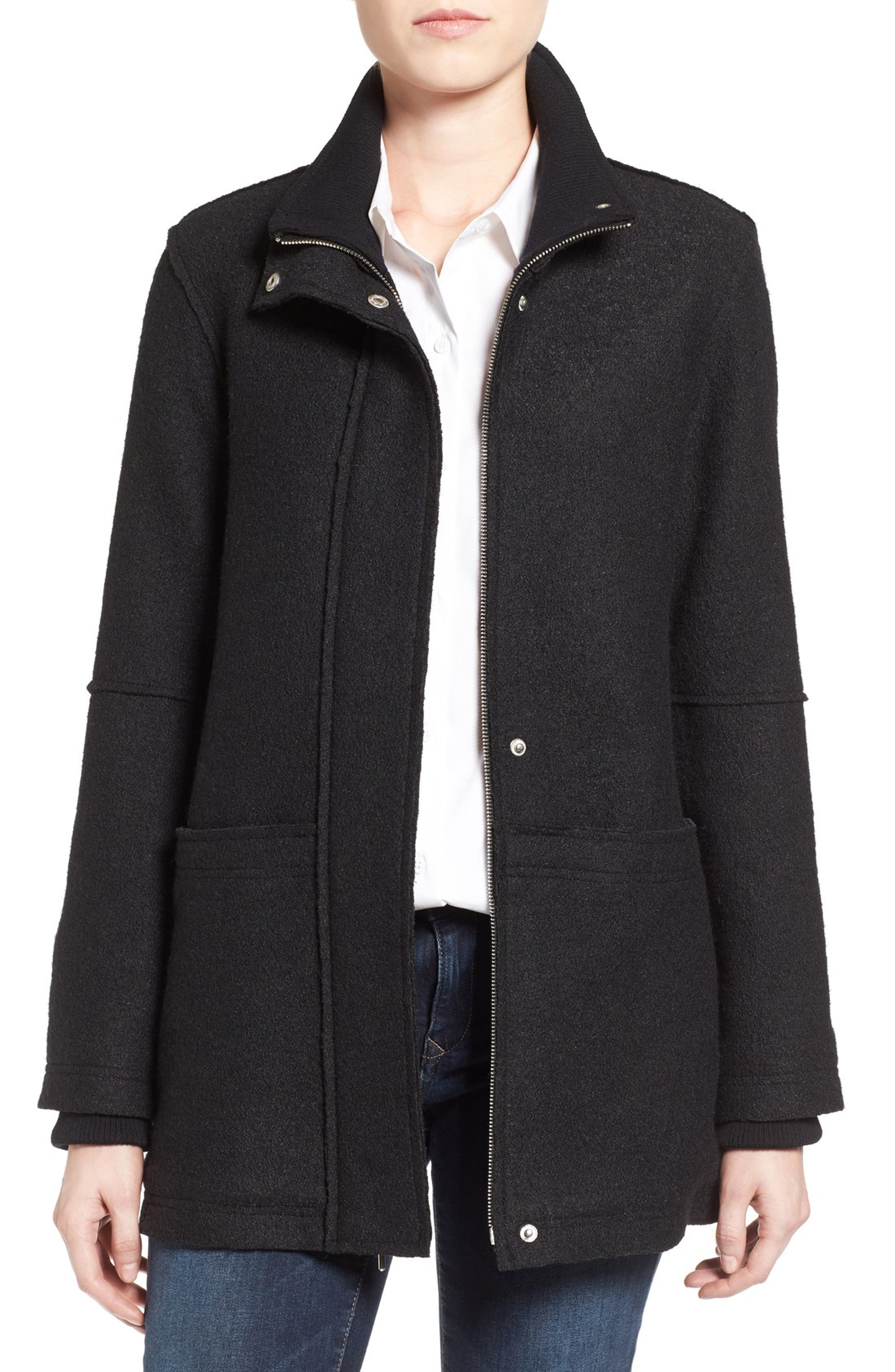 Halogen Zip Front Stand Collar Coat (Regular & Petite) | Nordstrom