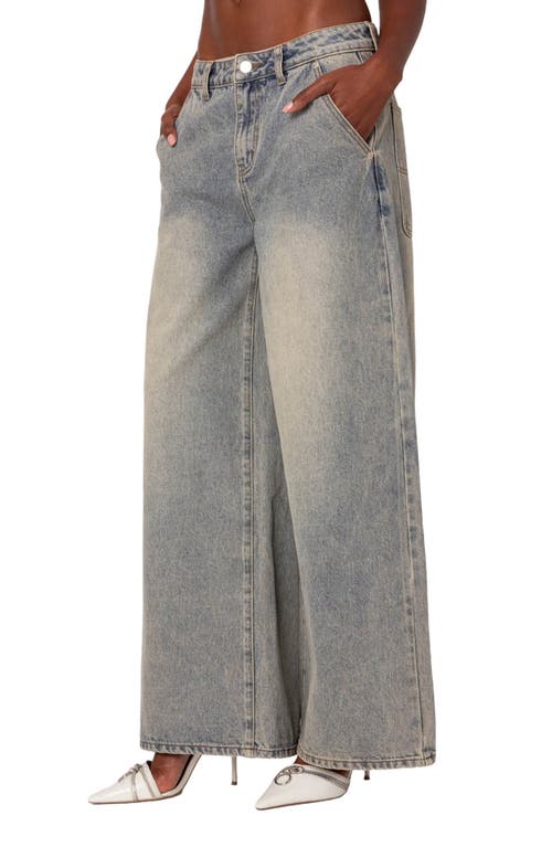 Shop Edikted Baggy Wide Leg Jeans In Gray