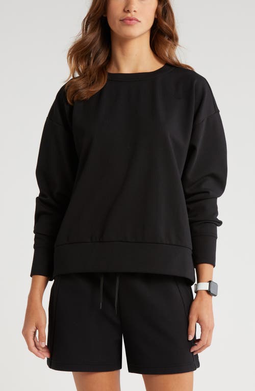 Shop Zella Plush Ottoman Sweatshirt In Black