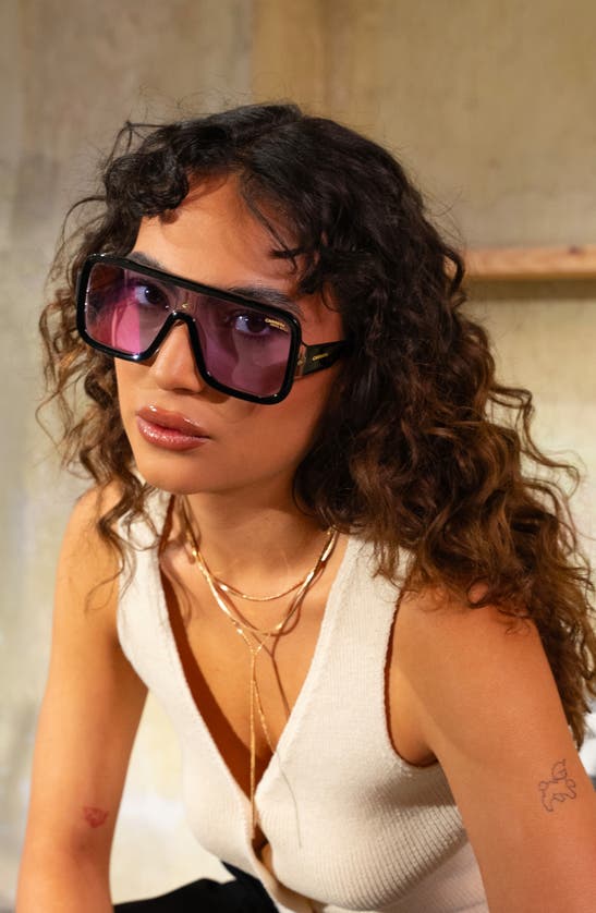 Shop Carrera Eyewear Flaglab 14 62mm Gradient Oversize Square Shield Sunglasses In Black Crystal/ Multi Violet