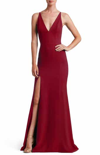 Iris slit crepe gown dress the population best sale