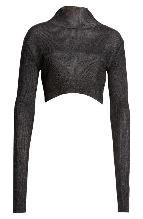 Shop Laquan Smith Rib Mock Neck Crop Sweater In Black