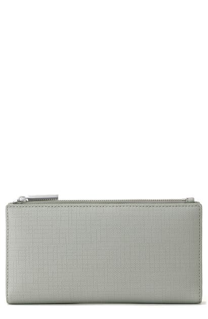Dagne Dover Signature Slim Coated Canvas Wallet In Sage