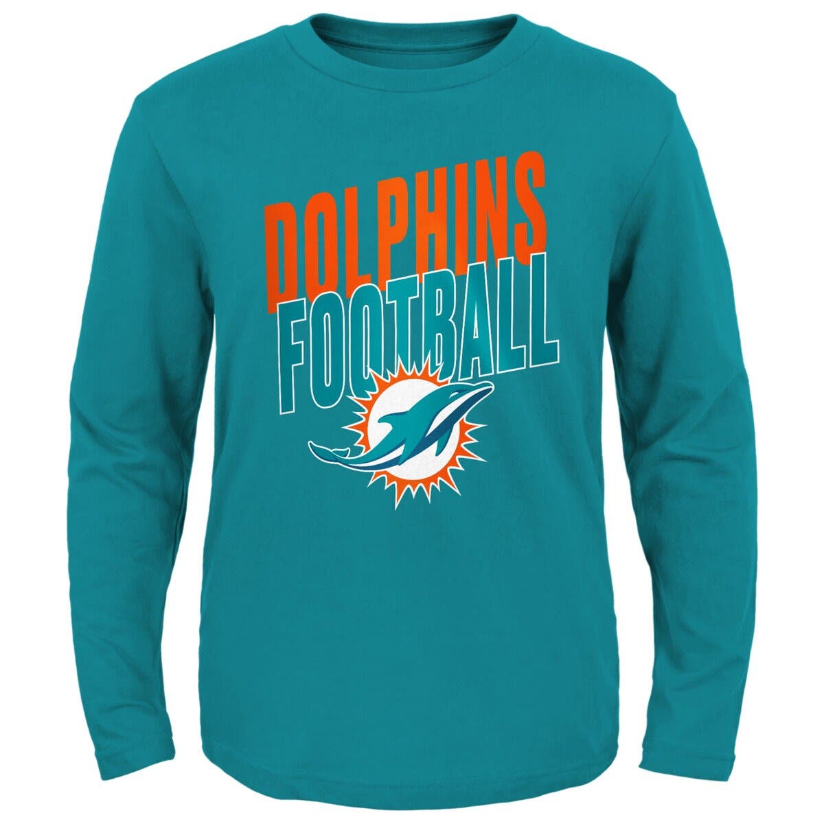 Outerstuff Girls Miami Dolphins Cheer Captain Jumper Dress - Aqua/Orange, Officially Licensed