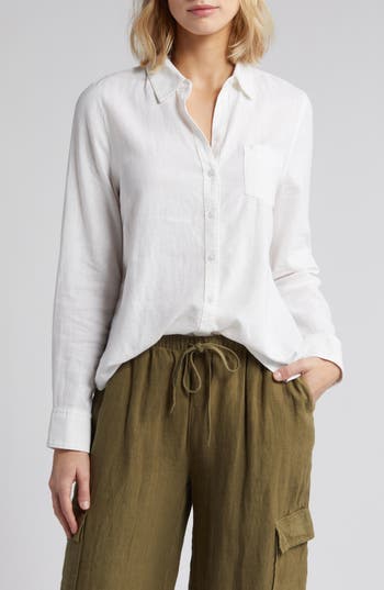 CASLON CASLON® LINEN BLEND BUTTON-UP SHIRT