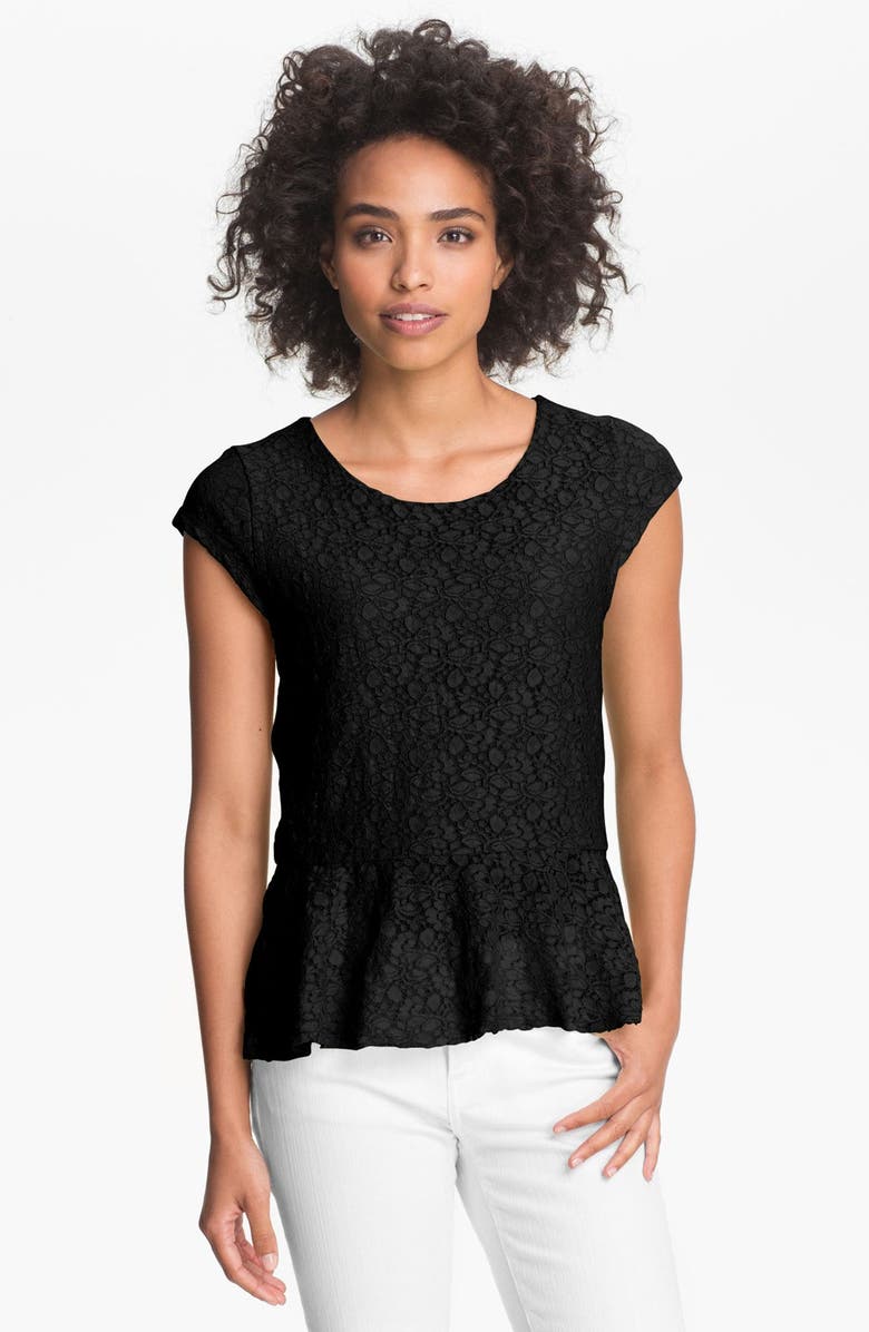 Vince Camuto Cap Sleeve Lace Peplum Top | Nordstrom
