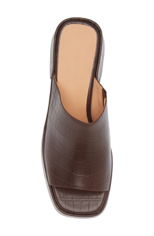 Chocolat Blu Helia Platform Sandal In Brown Embossed Crocodile