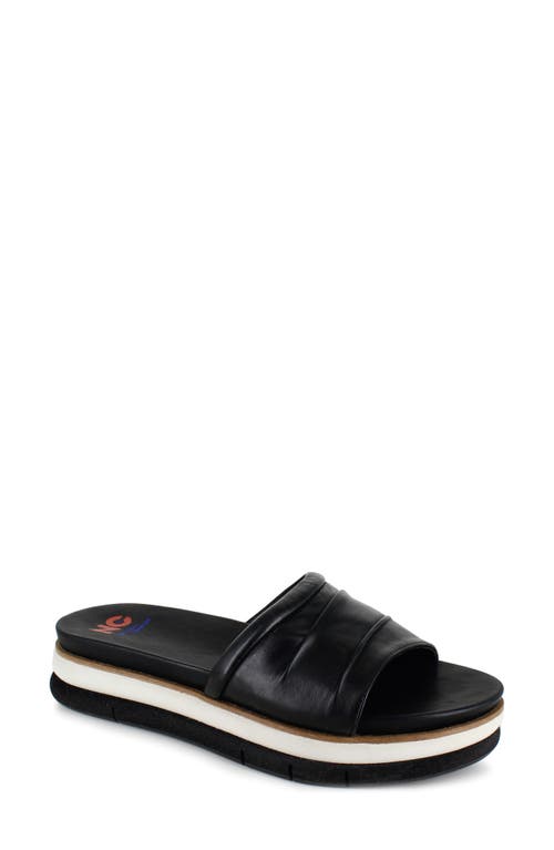 Kai Scrunchie Platform Slide Sandal in Black Leather