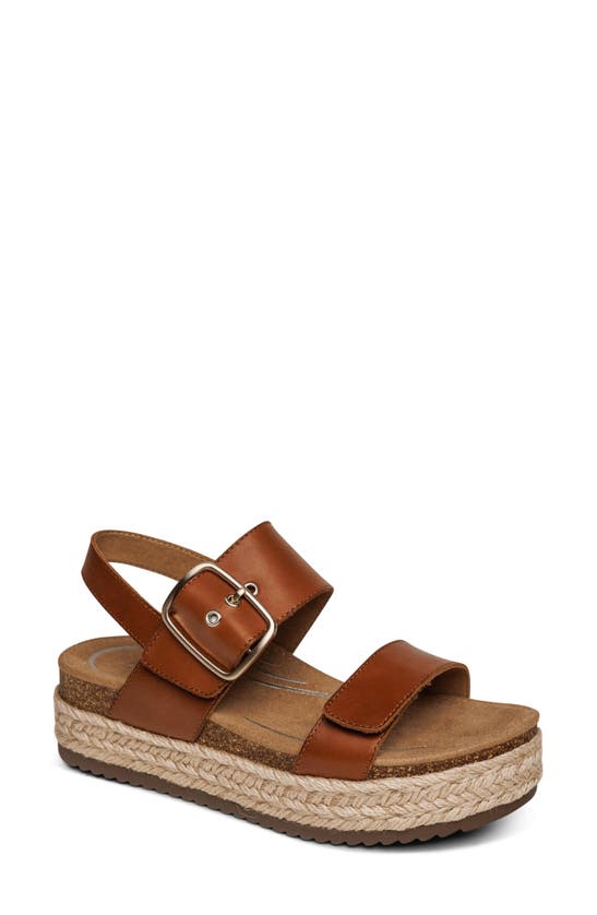 Aetrex Vania Platform Sandal In Cognac | ModeSens