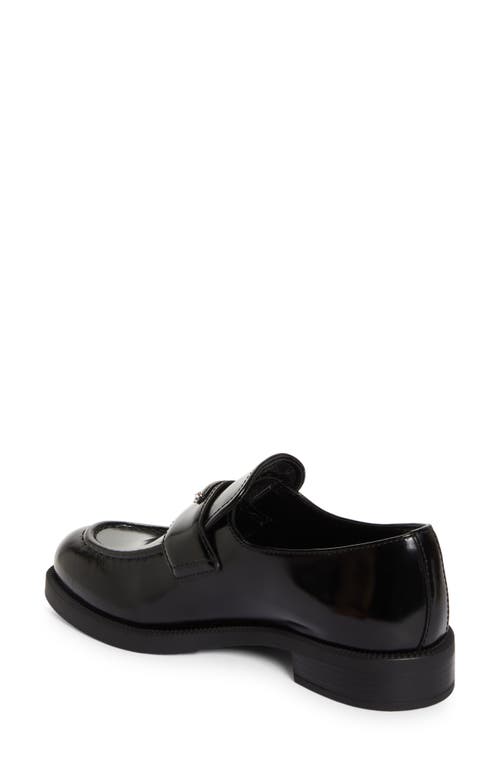 Prada Logo-plaque Leather Loafers In Nero