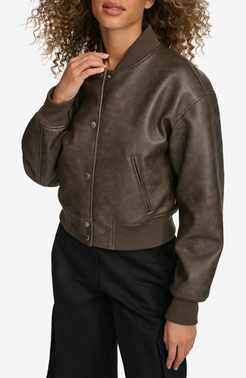 Shop Levi's Relaxed Faux Leather Bomber Jacket In Ash