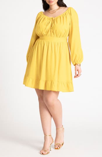 ELOQUII Smocked Long Sleeve Dress | Nordstrom