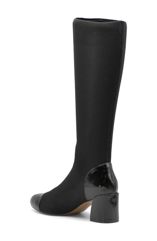 Adrienne Vittadini Capri Cap Toe Knee High Boot In Black Knit