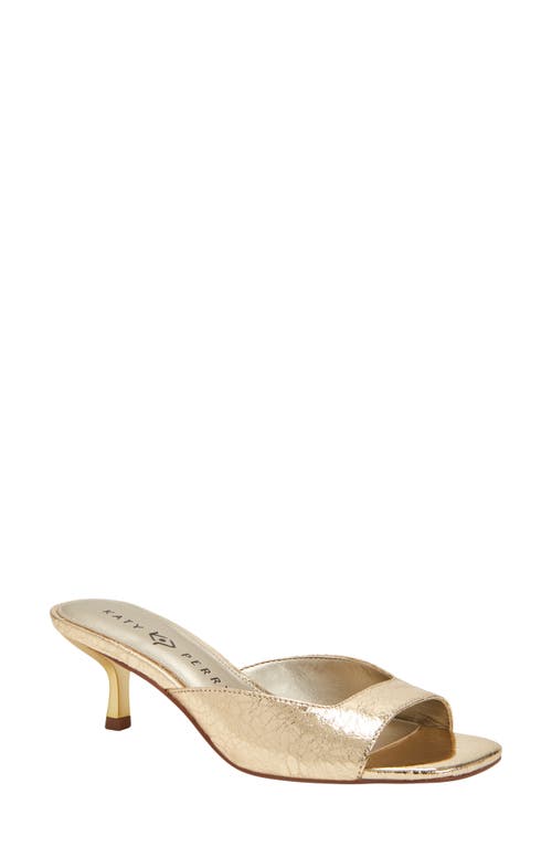 The Ladie Kitten Heel Slide Sandal in Gold