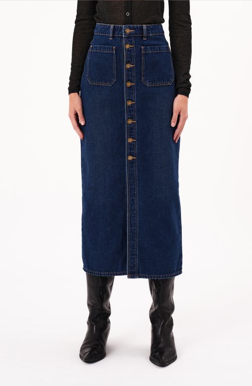 Shop Rolla's Sailor Button Front Denim Midi Skirt In Dark Vintage Indigo