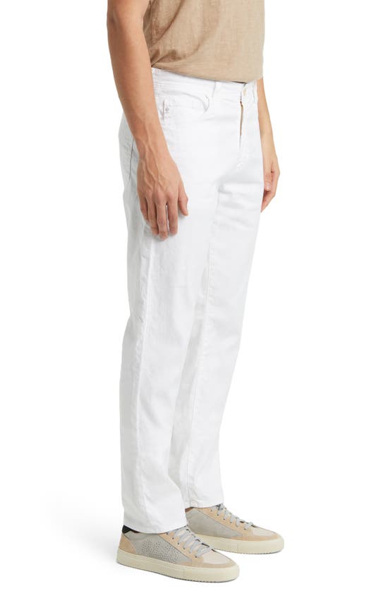 Shop Ag Everett Slim Straight Leg Stretch Cotton & Linen Pants In White
