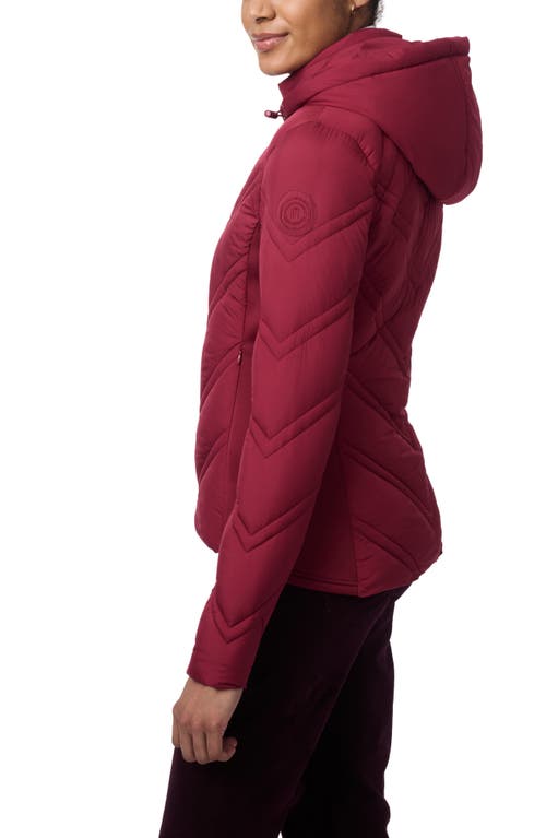 Shop Bernardo Hooded Puffer Jacket With Bib In Red Chinos